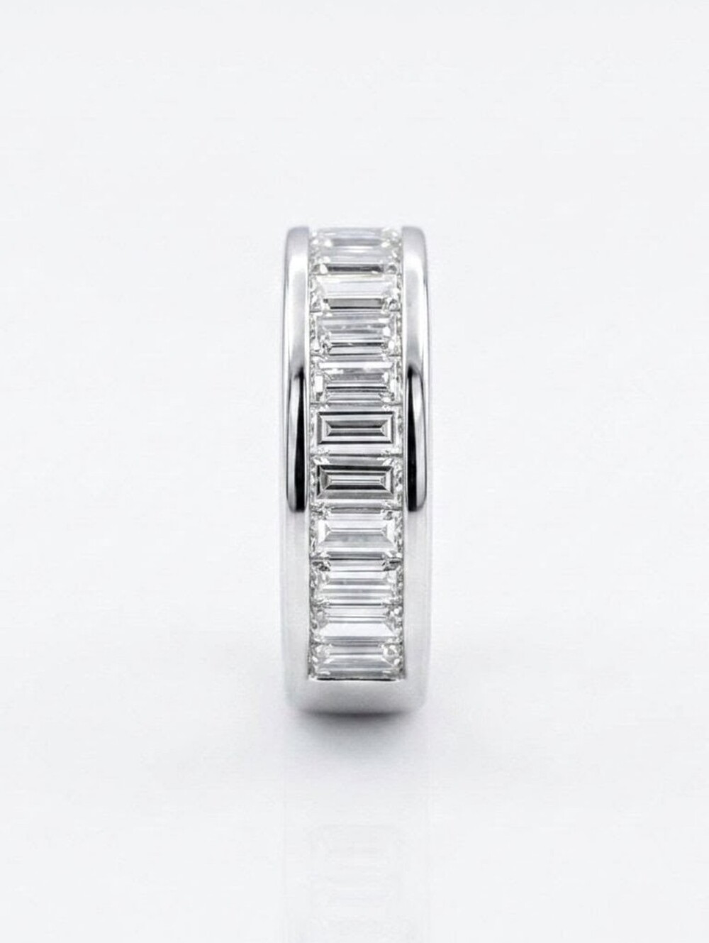 Y2K Vintage Swarovski Crystal Baguette Channel Band Old Money Ring Silver Ovrly